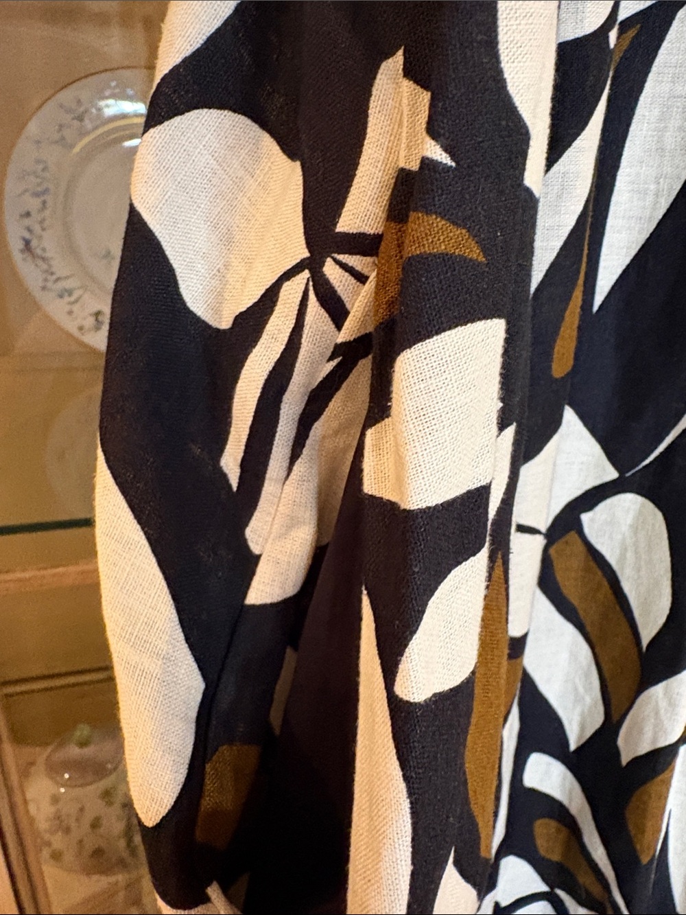 NWT Tabitha Brown Linen-Blend Maxi Dress in Black, Brown, and White - Picture 7 of 12